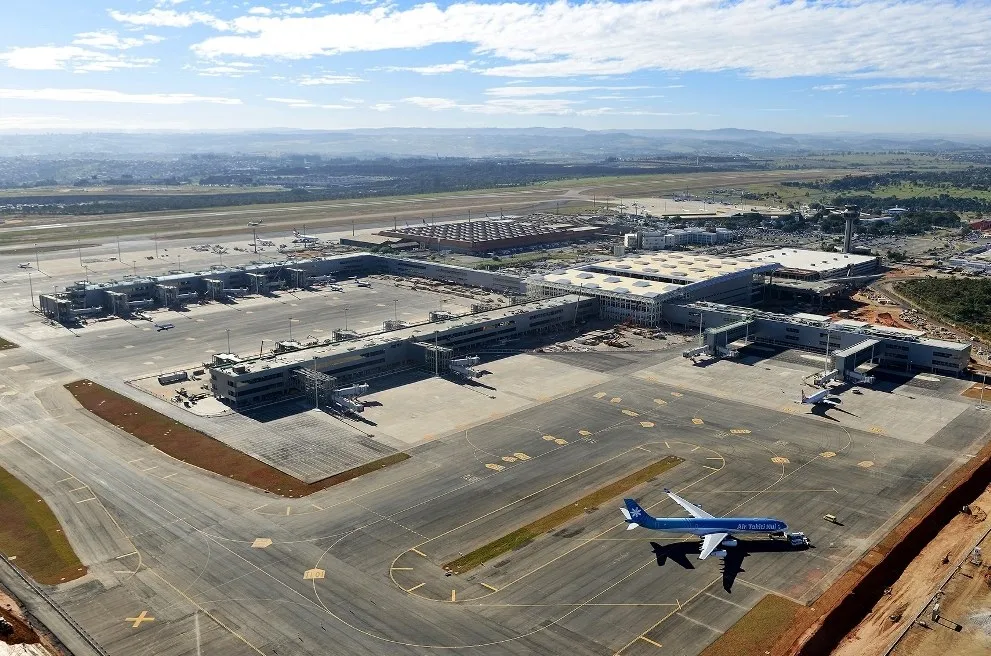 Vista aérea do Aeroporto Internacional de Viracopos, em Campinas